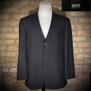 44R Hugo Boss 100% Virgin Wool black Blazer Jacket Sport Coat